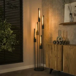 Lampadaire noir avec 5 abat-jour forme tube RALF