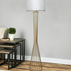 Lampadaire salon moderne doré abat-jour noir SINOP