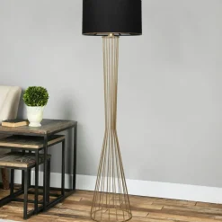 Lampadaire salon moderne doré avec abat-jour blanc SINOP