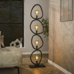 Lampadaire salon noir – forme galet, 4 ampoules TRIBECA