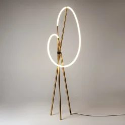 Lampadaire tige LED doré avec 1 tube lumineux AURORA