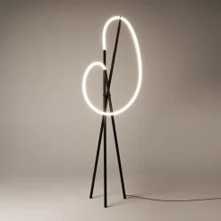 Lampadaire tige LED noir avec 1 tube lumineux AURORA