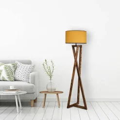 Lampadaire trépied croisé abat-jour beige 150 cm KILIS