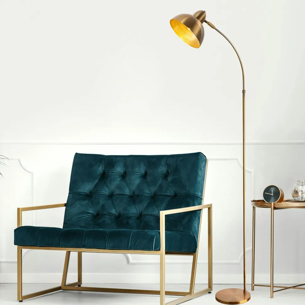 Lampadaire vintage noir & doré avec abat-jour orientable SILE