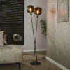 Lampadaire vintage verre – 2 abat–jour croisés bronze NOVA