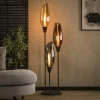 Lampadaire vintage XL avec abat-jour en verre forme torche NIAGARA