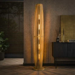 Lampadaire XL en bois de manguier ajouré 5 lampes LUCKNOW