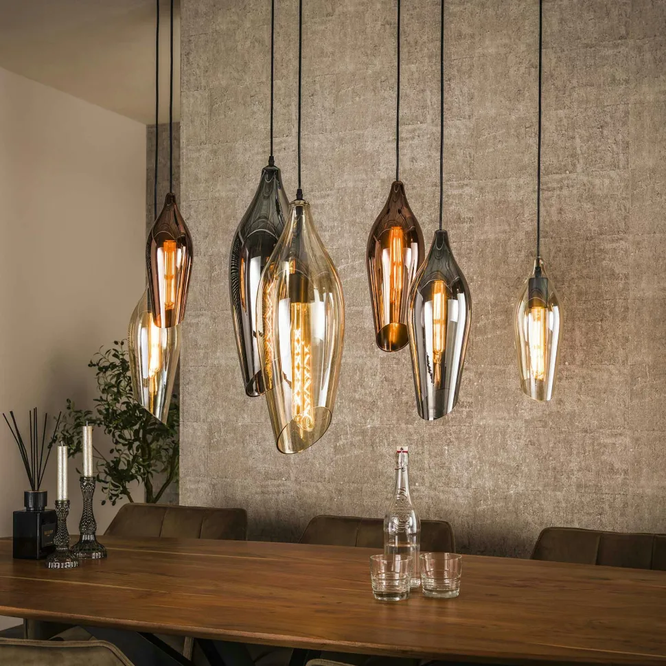 Lampadaire XL en bois de manguier ajouré 5 lampes LUCKNOW