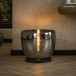 Lampe de salon moderne avec vasque en verre gris fumé 41 cm NIAGARA