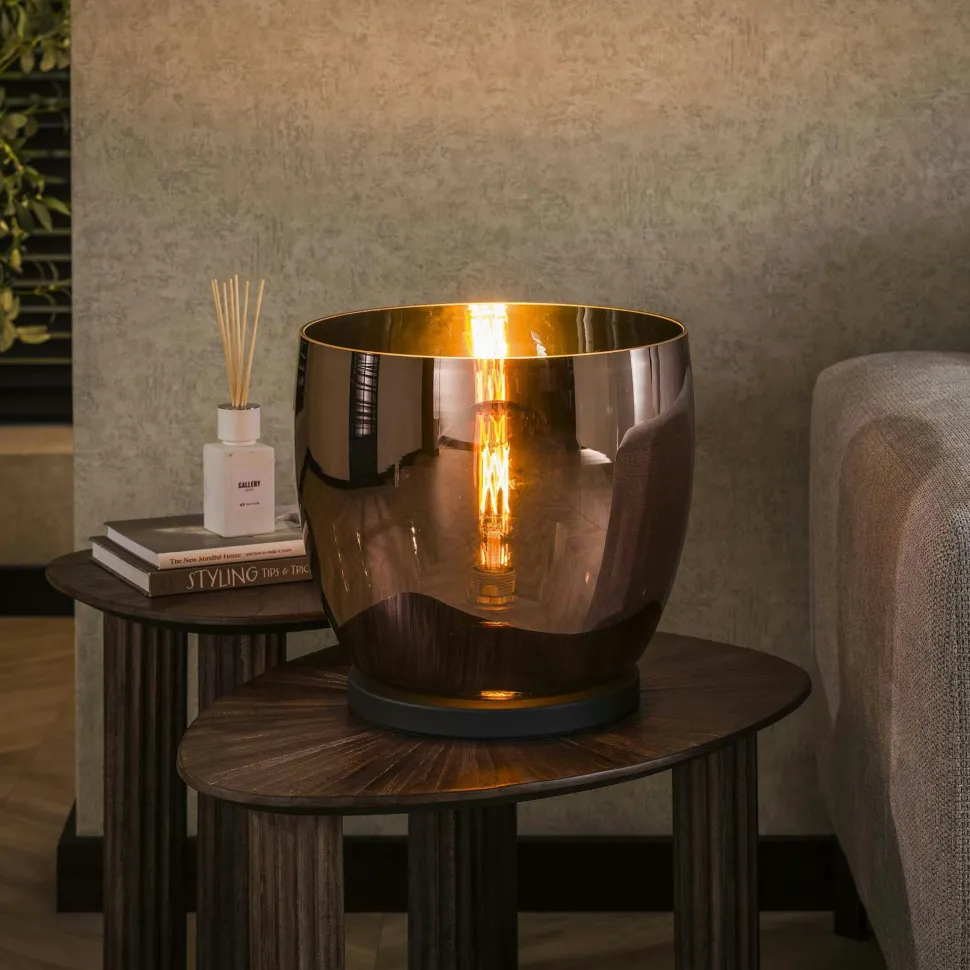 Lampe de salon moderne avec vasque en verre ambré 27 cm NIAGARA