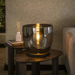 Lampe de salon moderne avec vasque en verre ambré 27 cm NIAGARA