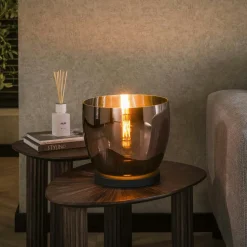 Lampe de salon moderne avec vasque en verre ambré 27 cm NIAGARA