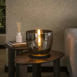 Lampe de salon moderne avec vasque en verre ambré 27 cm NIAGARA