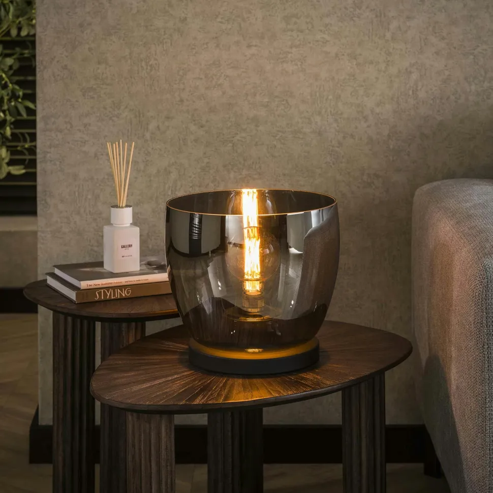 Lampe de salon moderne avec vasque en verre ambré 27 cm NIAGARA