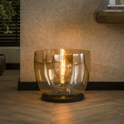 Lampe de salon moderne avec vasque en verre ambré 41 cm NIAGARA
