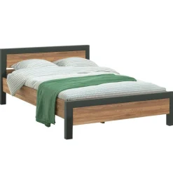 Lit 2 personnes en bois de chêne et métal 160 cm FERSCOTT 2