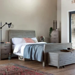Lit 2 places bois recyclé grisé 180 cm SIENNE