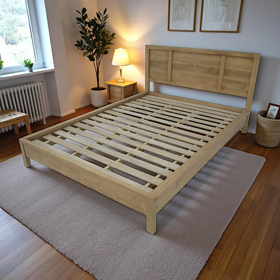 Lit 2 places Hévéa pour couchage 180x200 194x210x115cm HELENA