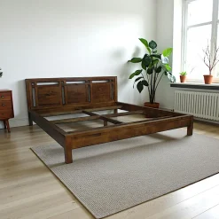 Lit 2 places Hévéa pour couchage 180x200 194x214x86cm TESSA