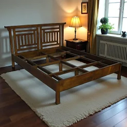 Lit 2 places Pagode Hévéa pour couchage 140x190 pieds évasés sans pied de lit 170x203x106cm MAORI