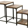 Lot de 3 Tables Gigognes / Sellettes en Hévéa recyclé coloré et métal 55x45x70cm LOFT COLORS