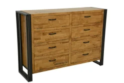 Meuble à chaussures hévéa recyclé naturel et métal noirci 8 tiroirs 132X40X91cm DOCKER