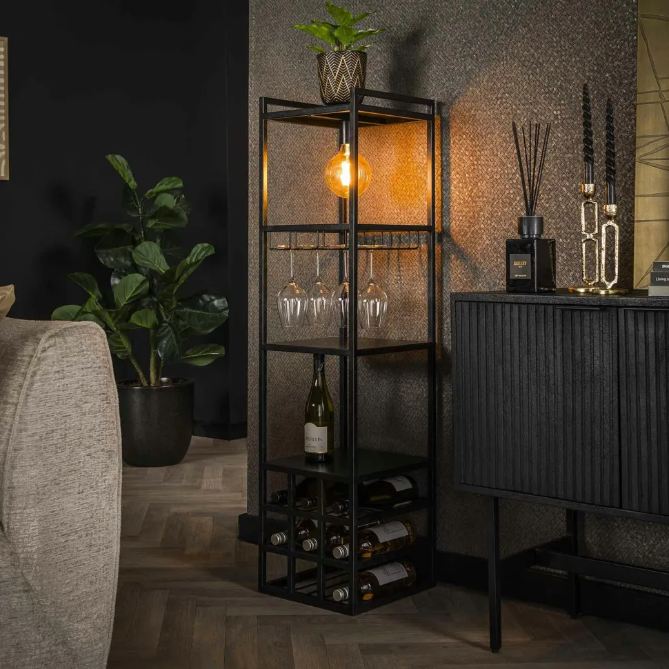Meuble bar éclairé avec emplacement bouteilles et verres RALF