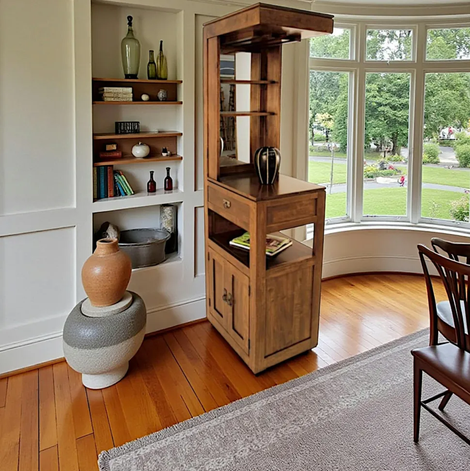 Meuble bar haut hévéa massif 190cm HELENA