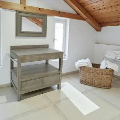 Meuble bas 2 tiroirs salle de bain hévéa 90cm OLGA