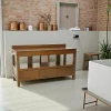Meuble bas salle de bain 3 tiroirs hévéa 154cm OLGA