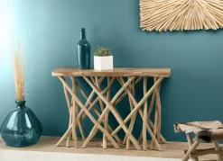 Meuble console bois flotté teck 120x39 cm JAIPUR