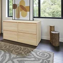 Meuble Hévéa 4 grands tiroirs 120x50x65cm BALTIC