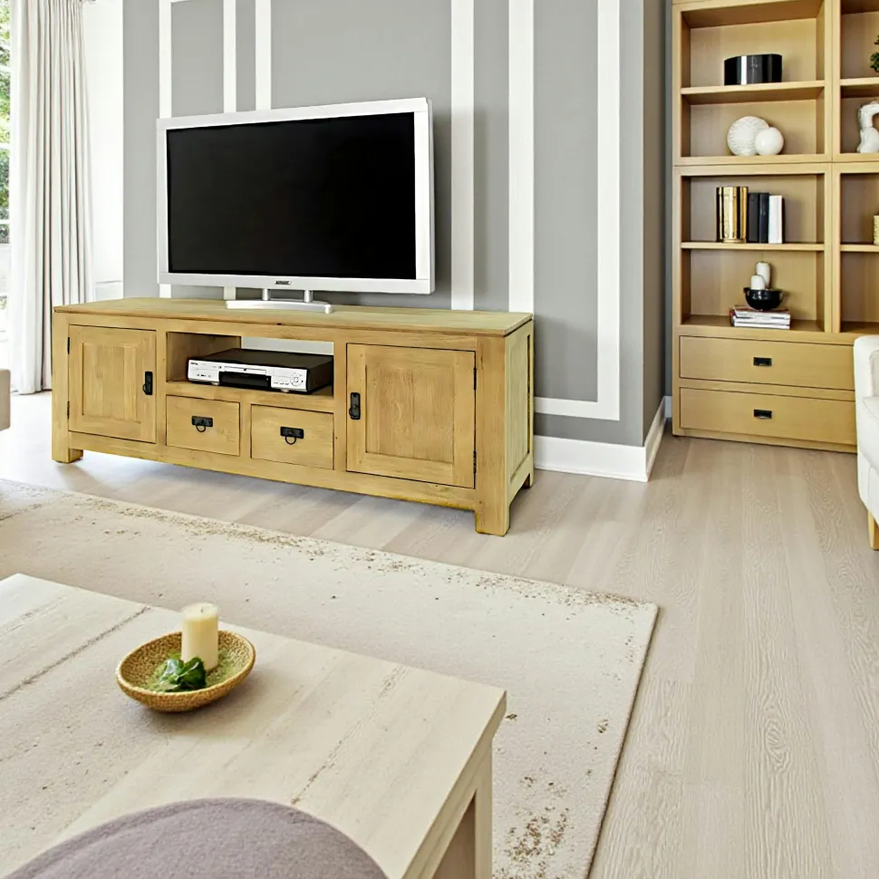 Meuble TV 4 portes hévéa 160cm HELENA
