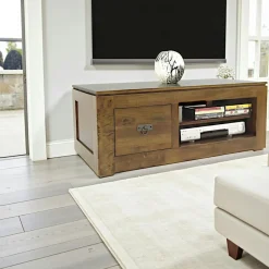 Meuble TV 1 tiroir hévéa 100x50x40cm HELENA