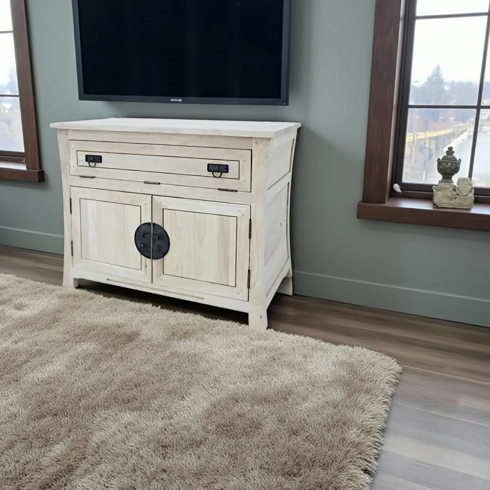 Meuble tv asiatique chinois hévéa 93cm MAORI