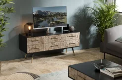 Meuble tv avec rangement 6 tiroirs nid d'abeilles RIGA