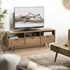 Meuble tv avec rangement en bois de sapin LIMA