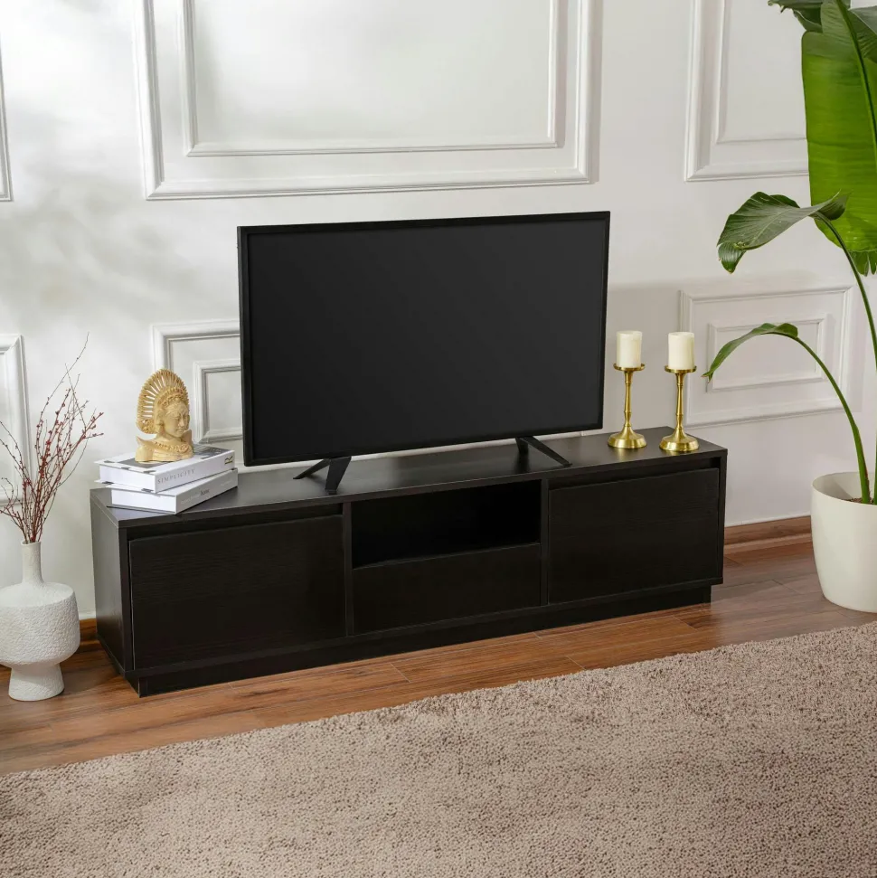 Meuble TV avec rangement - finition effet pin MARFA