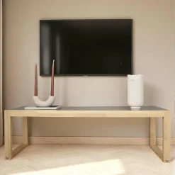 Meuble TV bois brun et verre - 130 cm, moderne LHASA