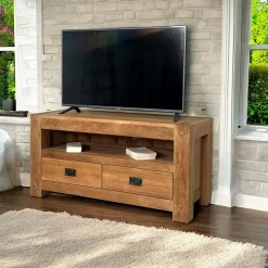 Meuble TV bois de chêne 3 tiroirs FJORD
