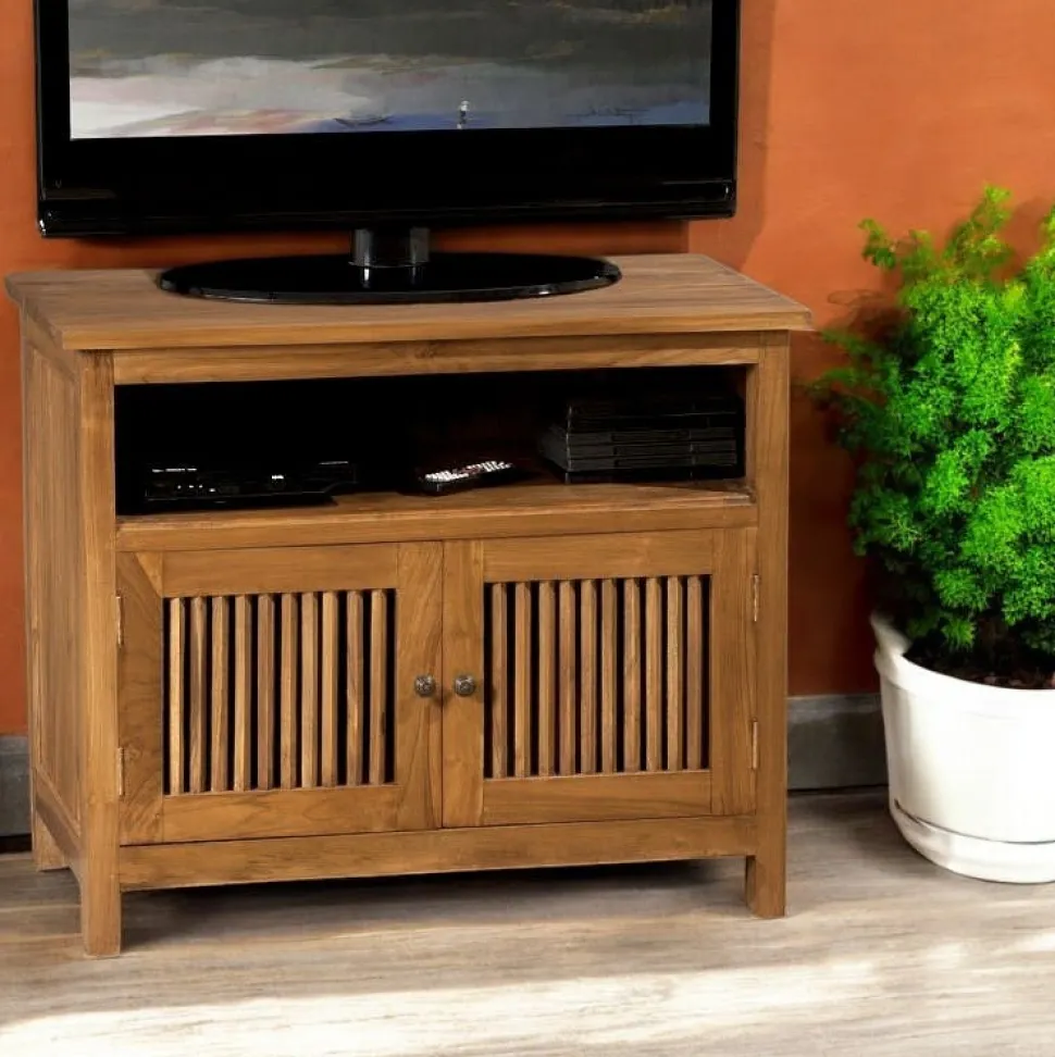 Meuble TV bois de teck 3 tiroirs BISHO