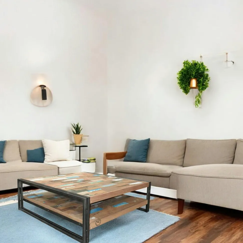 Meuble TV bois recyclé métal 4 tiroirs CARAVELLE