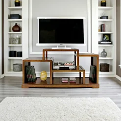 Meuble TV destructuré Hévéa double faces, 4 niches 150x45x75cm MAORI