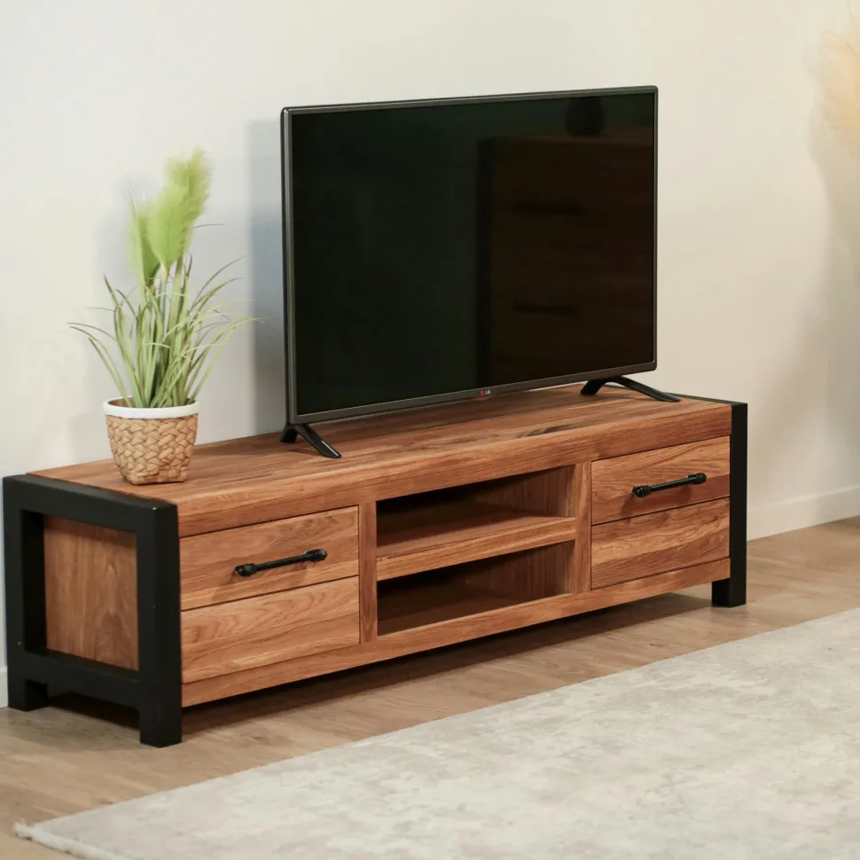 Meuble tv en chêne huilé FERSCOTT 2