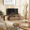 Meuble TV extensible et modulable en teck recyclé 2 tiroirs SWING