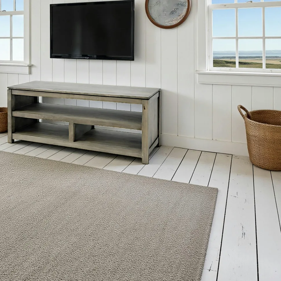 Meuble TV Hévéa 3 niches - dont 1 grande - 120x45x48,6cm HELENA
