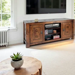 Meuble TV hévéa 2 portes 140cm TESSA