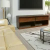 Meuble TV Hévéa 2 tiroirs, 2 niches basses 120x45x45cm BALTIC
