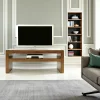 Meuble TV Hévéa double plateaux 120x50x60cm OLGA