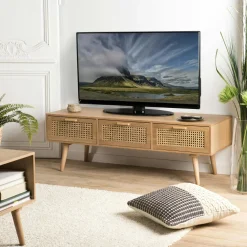 Meuble tv moderne avec cannage ALGA